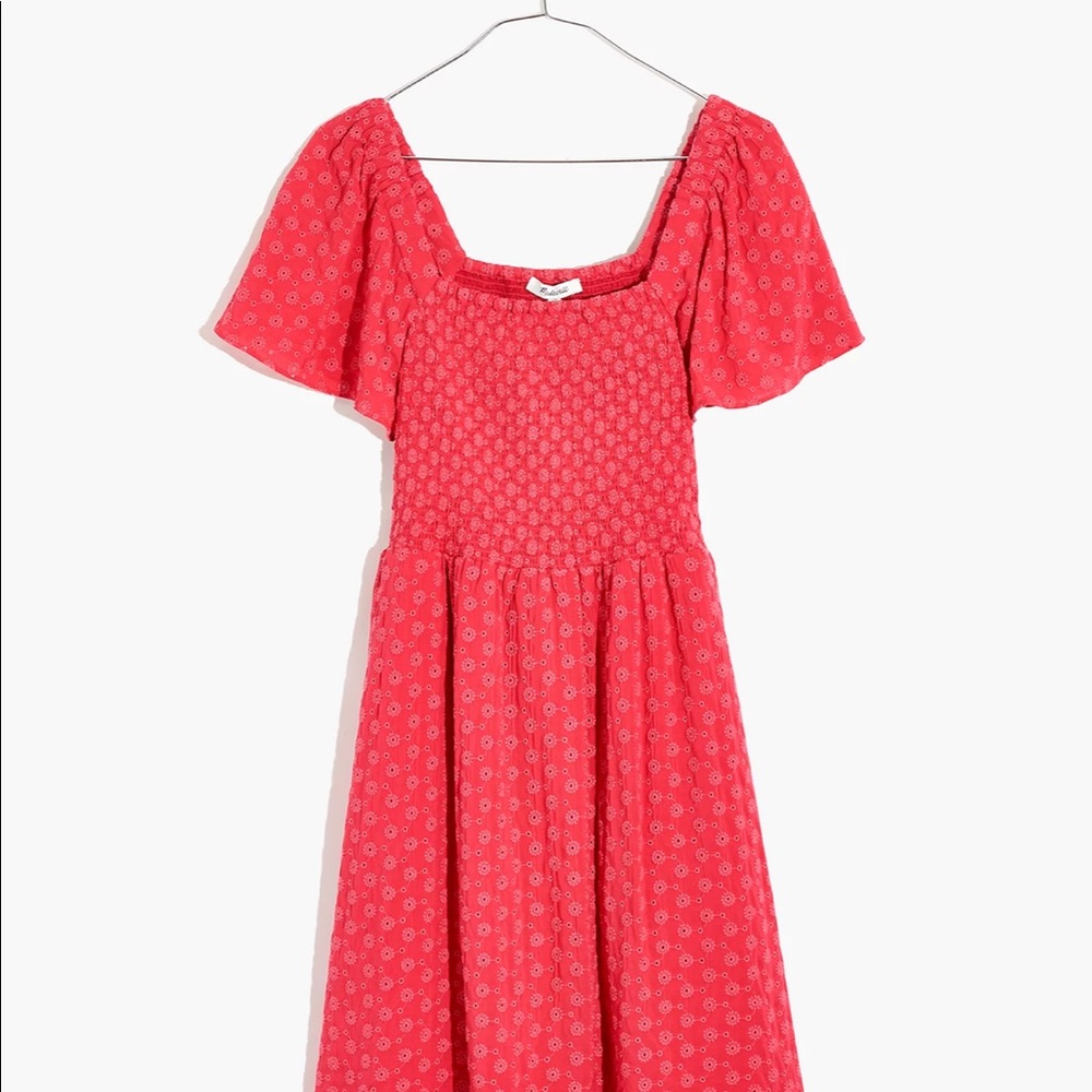 Madewell Lucie Eyelet Dress Red XS